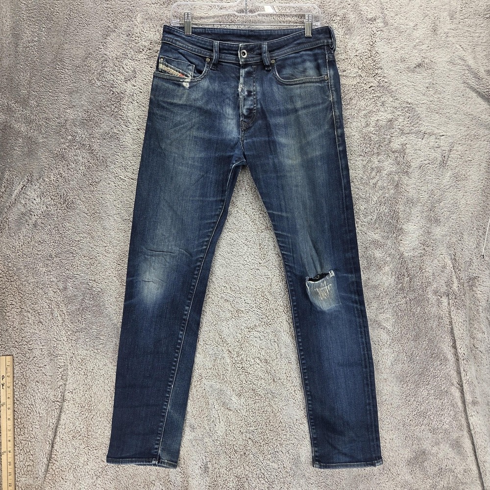 Diesel Jeans Mens 29x32 Blue Buster Regular Slim Tapered Button Fly 0607A